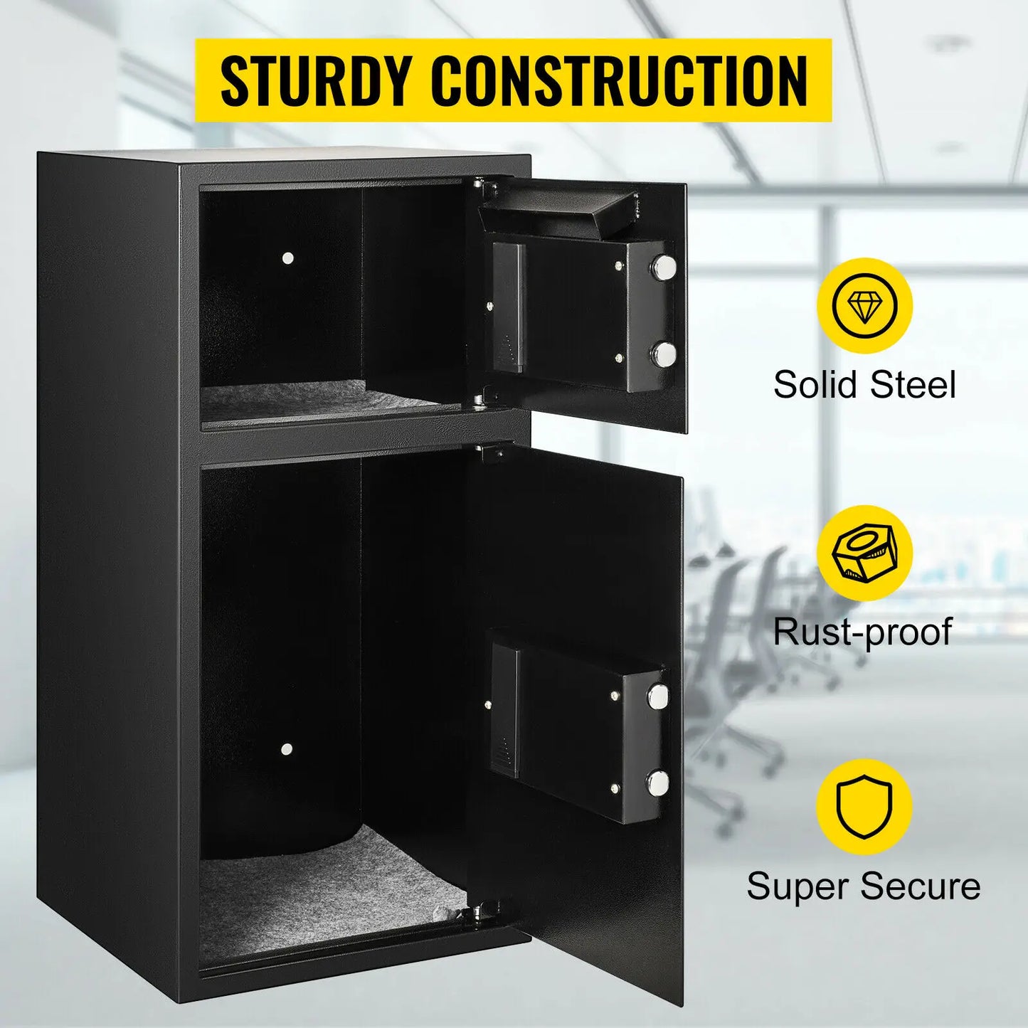 SucceBuy Double Door Safe Deposit Box With Electronic Lock