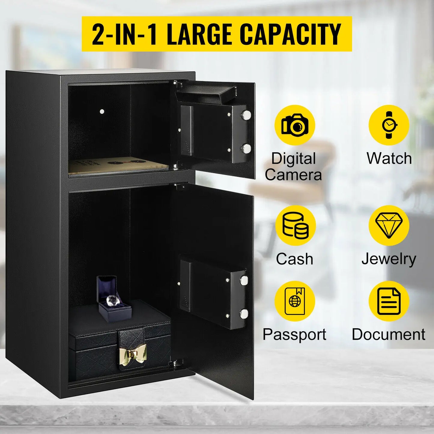 SucceBuy Double Door Safe Deposit Box With Electronic Lock