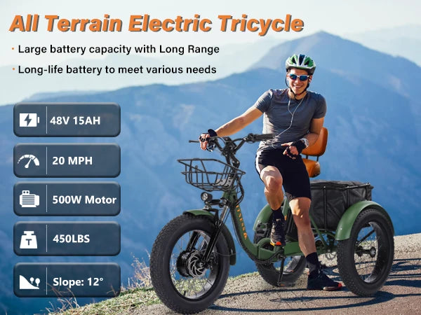 BROOBEY Electric Tricycle for Adults Folding Ebike Foldable