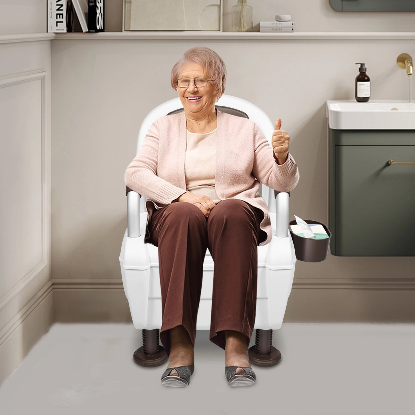 Bymaocar Commode Toilet Chair For Elderly Disabled Armrests