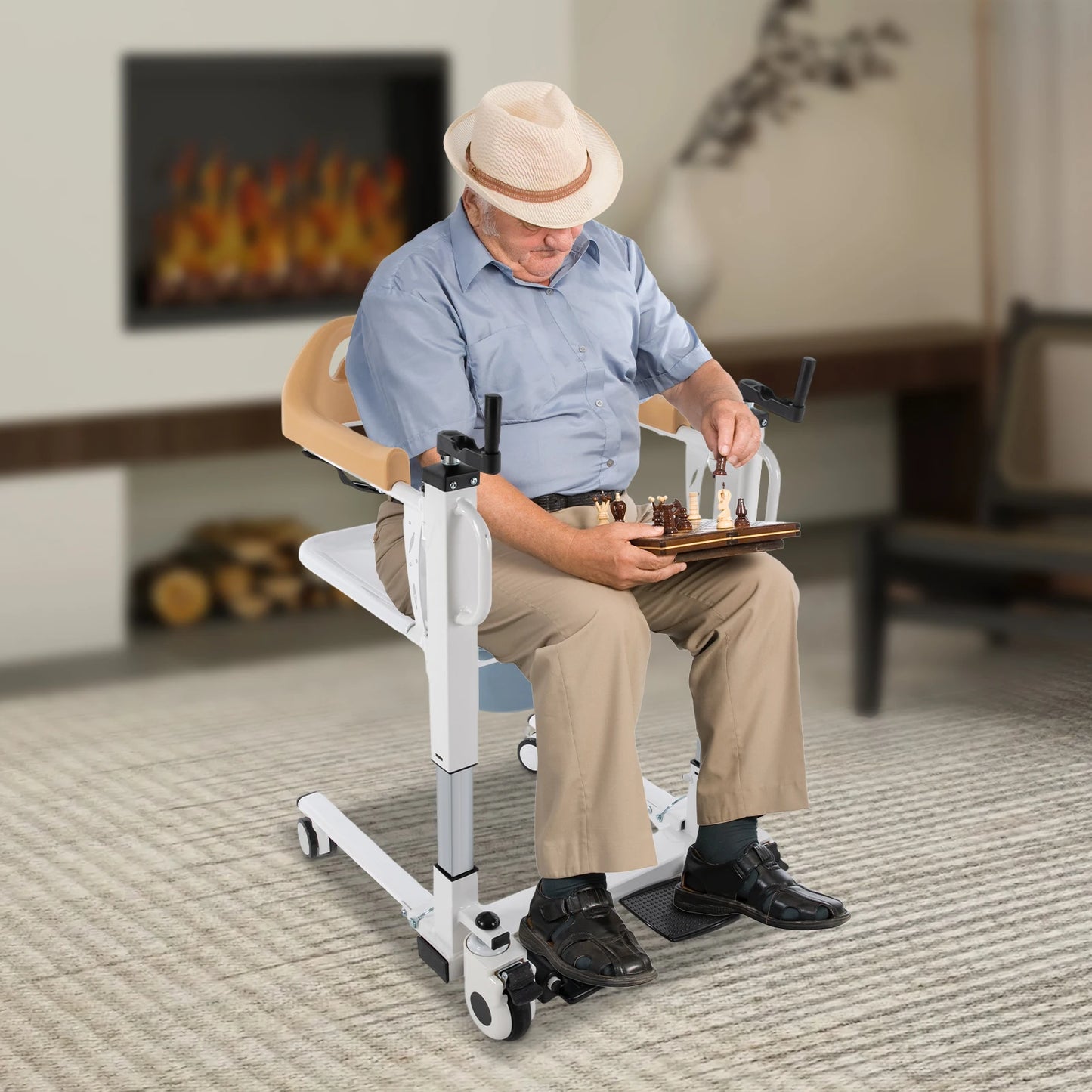Bymaocar Manual Hand Commode Chair Caregiver Mobility Lift