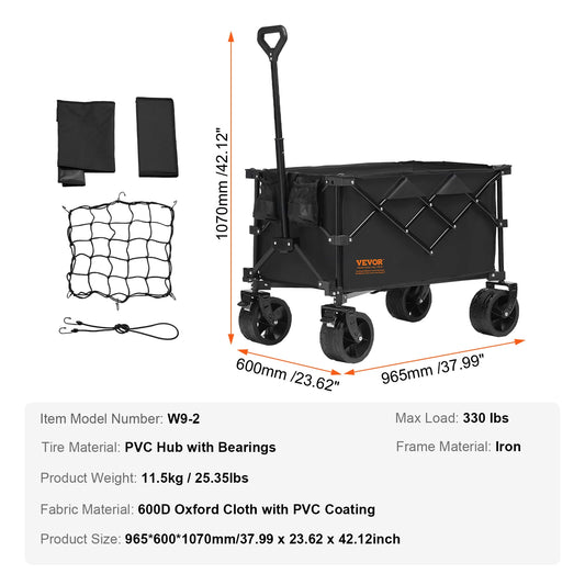 SucceBuy Collapsible Folding Wagon All Terrain Beach Cart