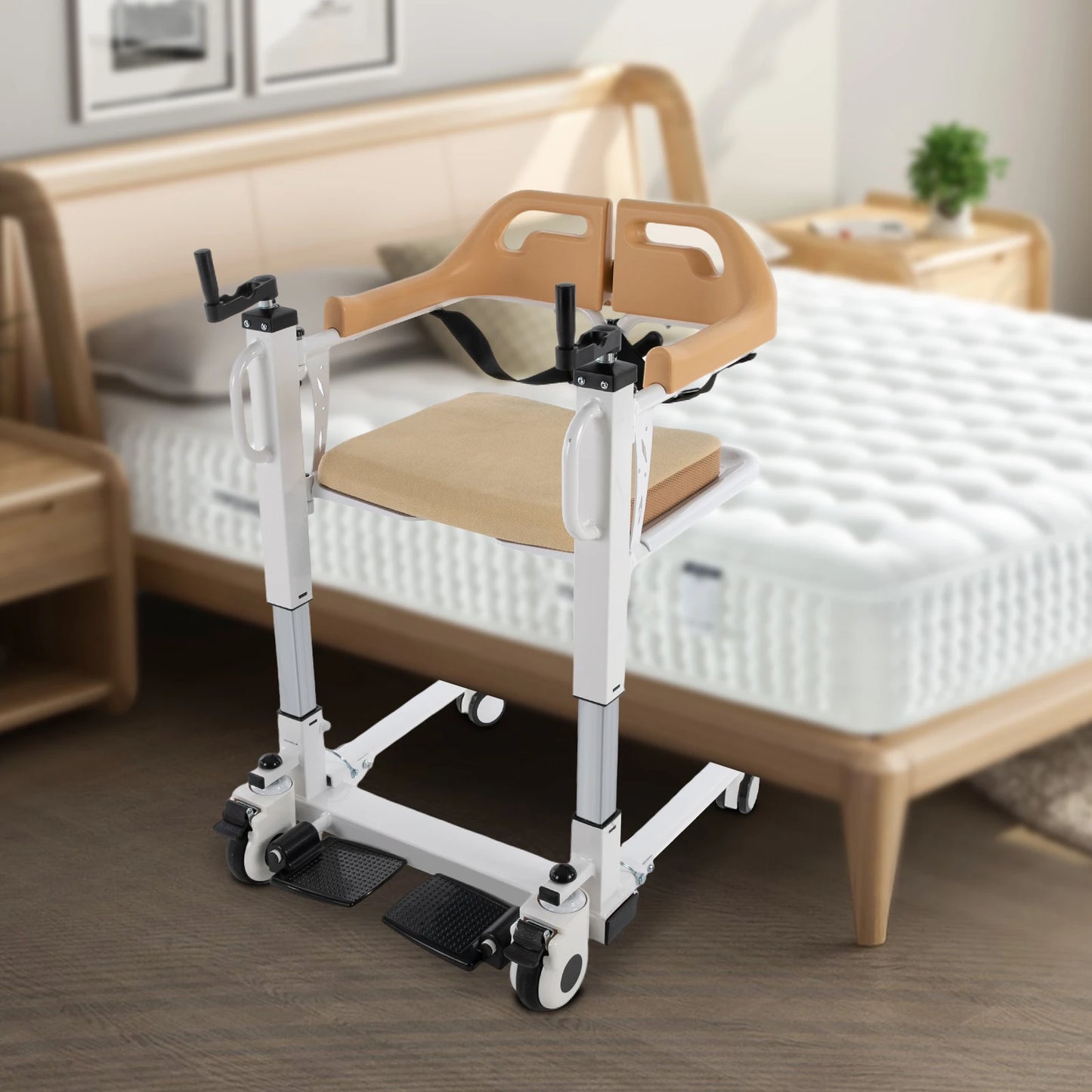 Bymaocar Manual Hand Commode Chair Caregiver Mobility Lift