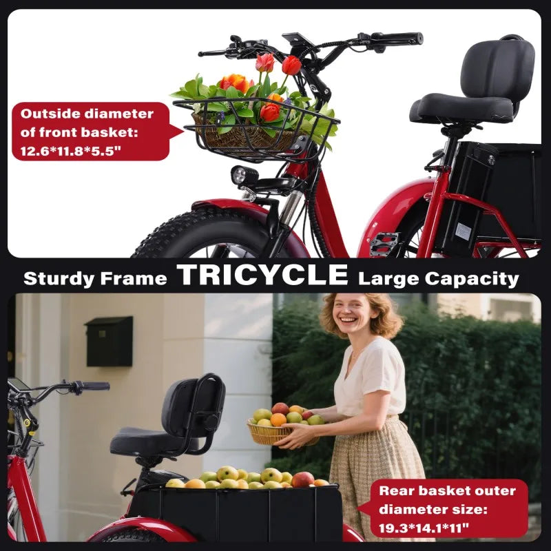 BROOBEY Electric Tricycle for Adults Folding Ebike Foldable