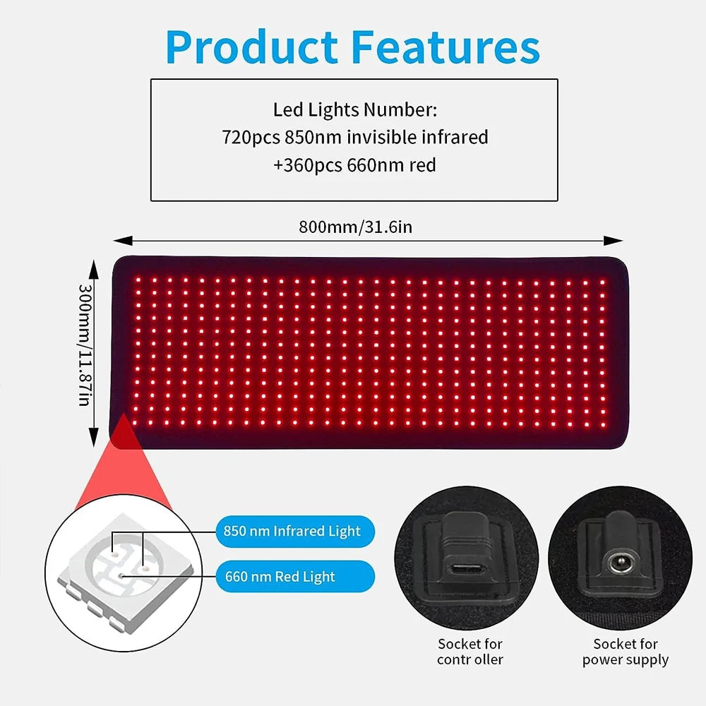 Electronic Infrared Red Light Therapy Pad For Back Pain