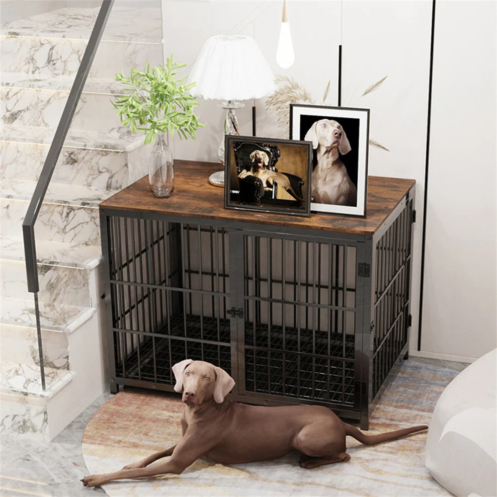 BORWARTH Wooden Dog Crate End Table Kennel Removable Tray