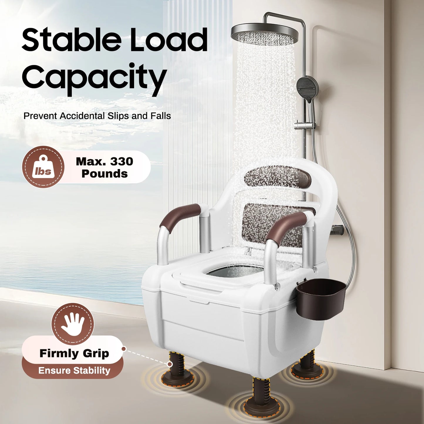 Bymaocar Commode Toilet Chair For Elderly Disabled Armrests