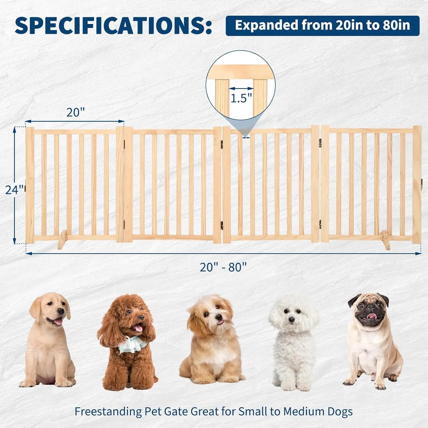 HiMISS Freestanding Dog Gate Foldable Pet Fence With Support Feet