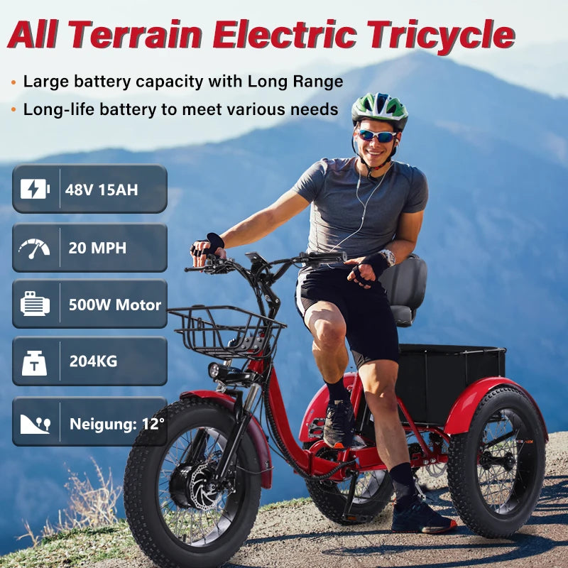 BROOBEY Electric Tricycle for Adults Folding Ebike Foldable