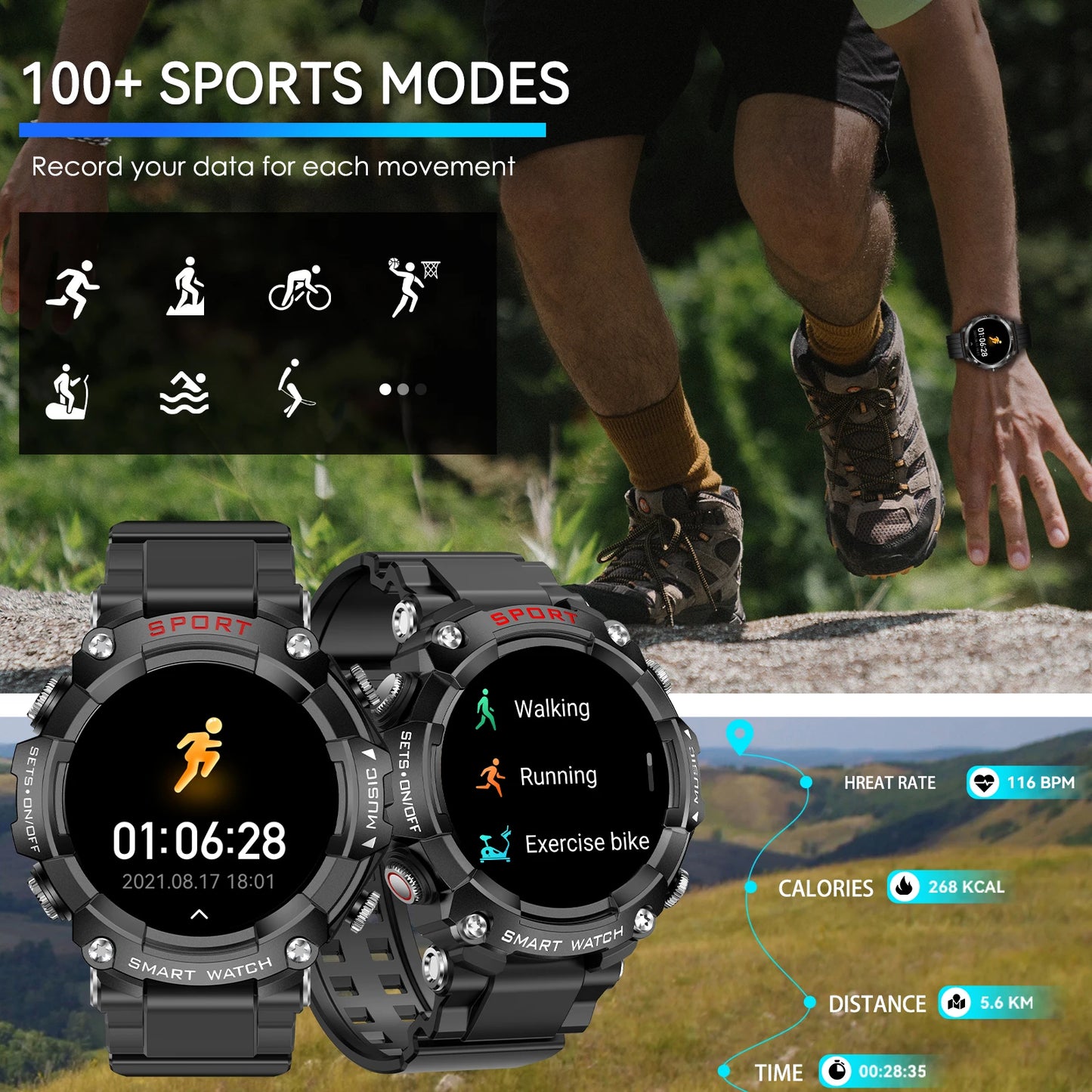 LaNikar Smartwatch AMOLED Display In Ear Bluetooth Headset