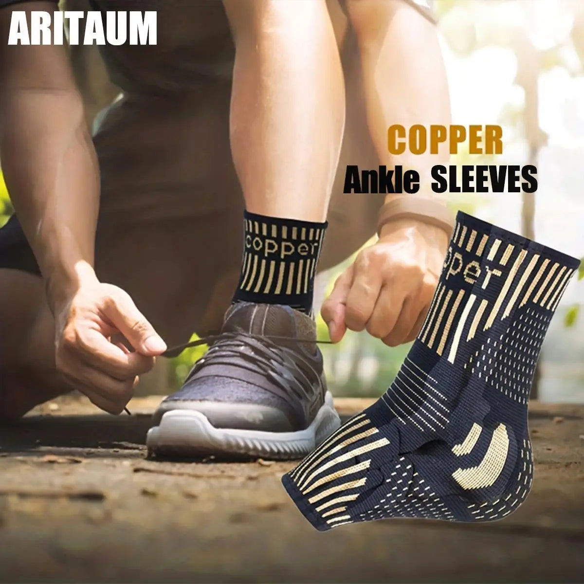 Hignconcerned Copper Ankle Support Compression Sleeve