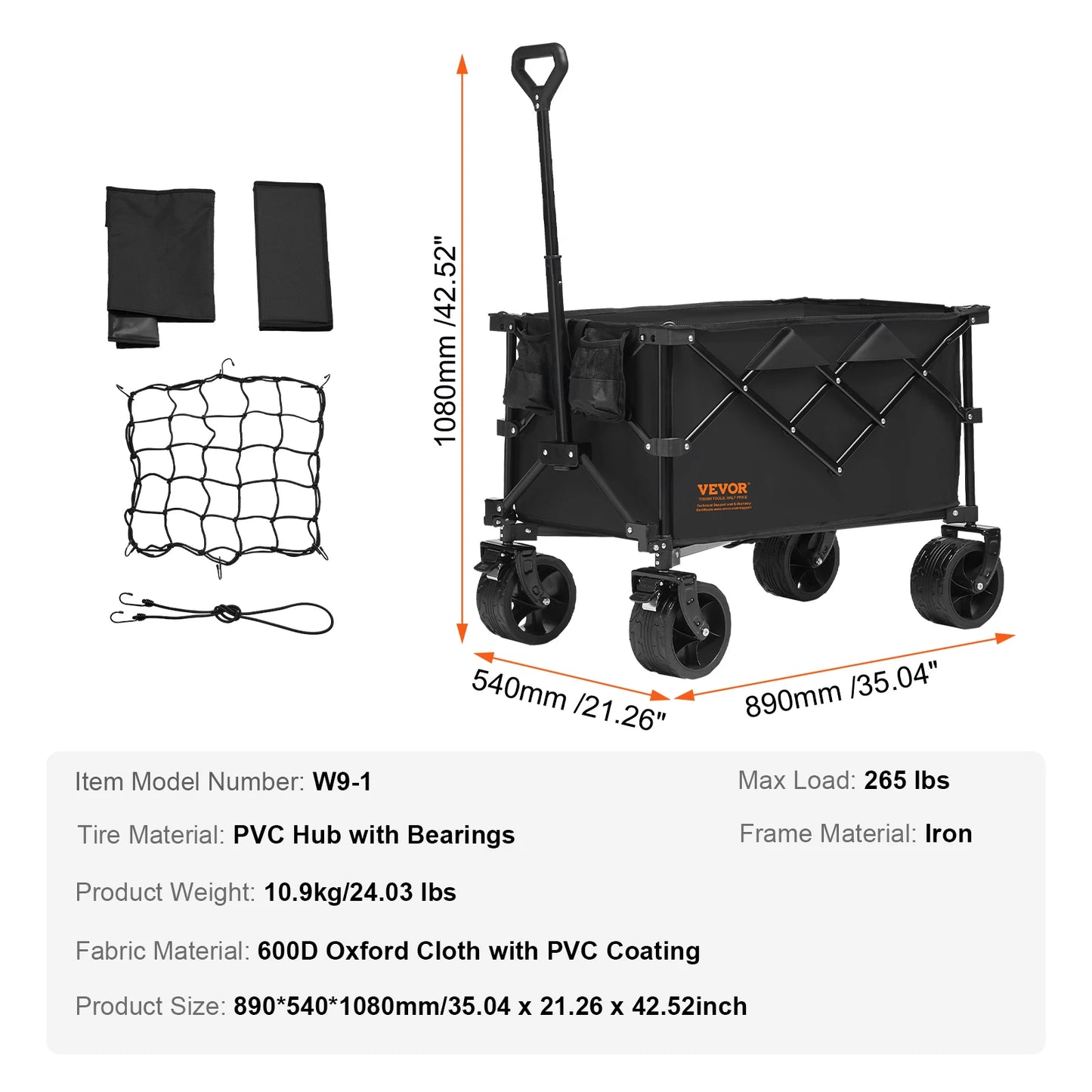 SucceBuy Collapsible Wagon All Terrain Wheels For Camping