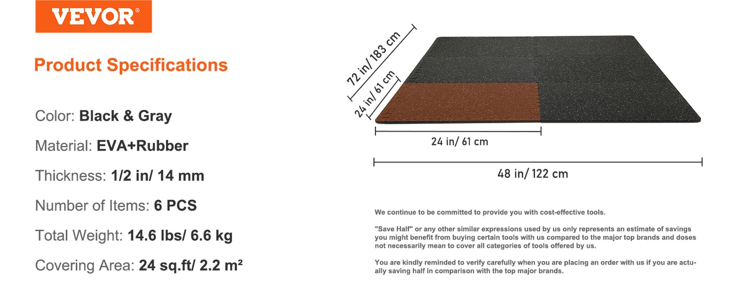 SucceBuy Interlocking Workout Mats EVA Foam Waterproof