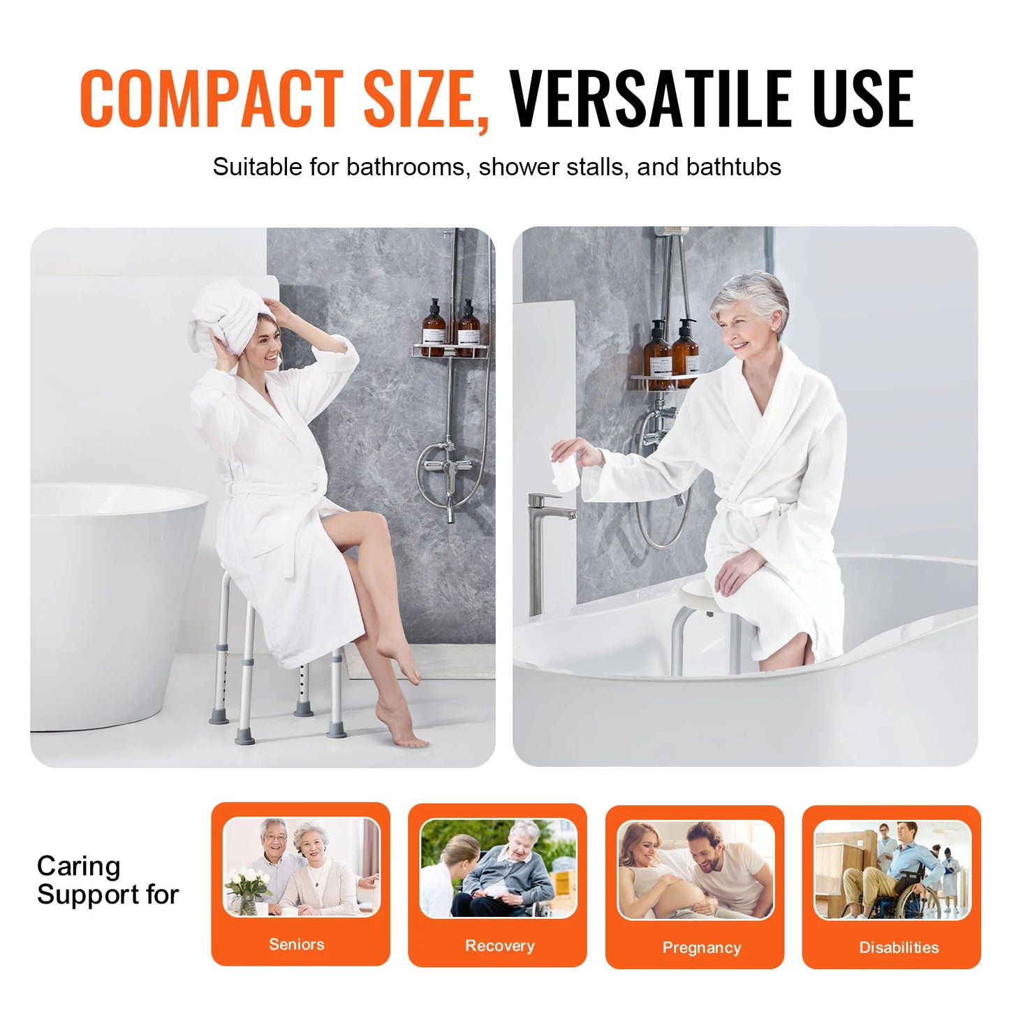 SucceBuy Adjustable Shower Chair Non Slip Bath Seat Elderly