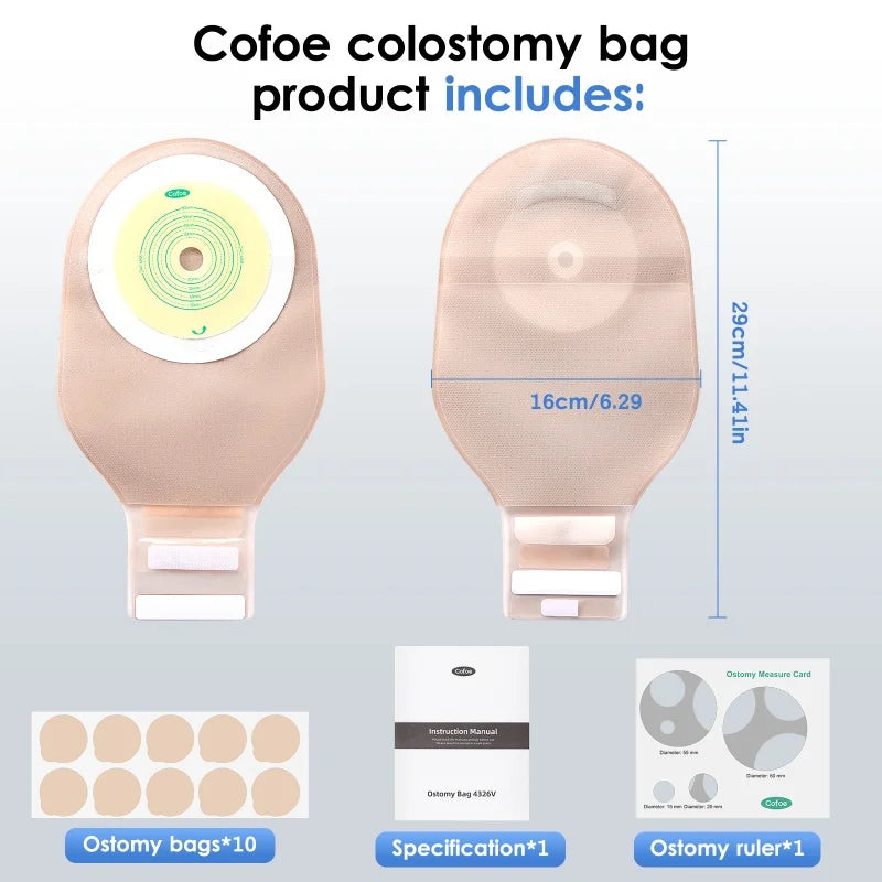 Cofoe Economical Drain Valve Colostomy Bags One Piece Clip