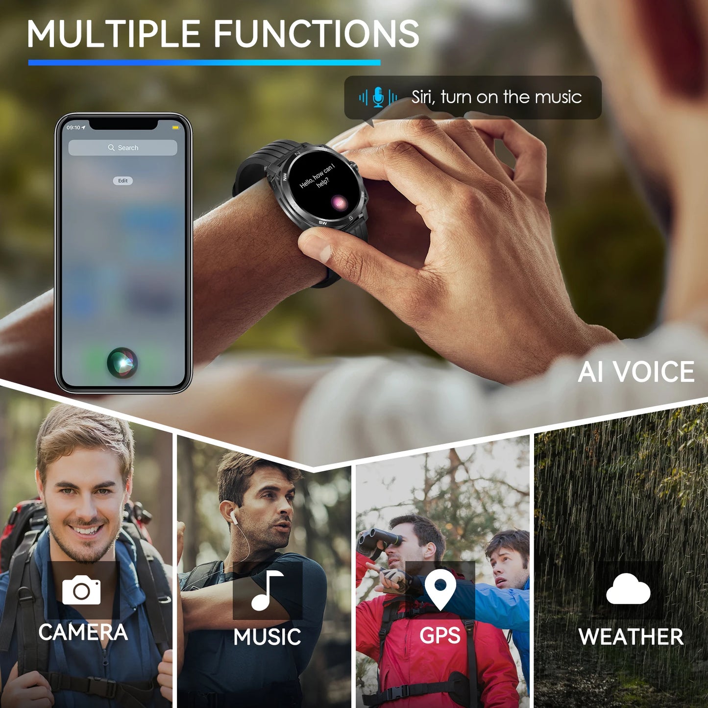 LaNikar Smartwatch AMOLED Display In Ear Bluetooth Headset