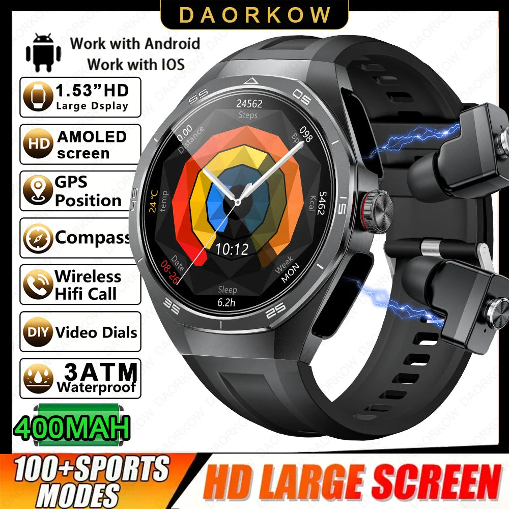 NFC Smartwatch With 2-In-1 TWS Headset For Music And Calls
