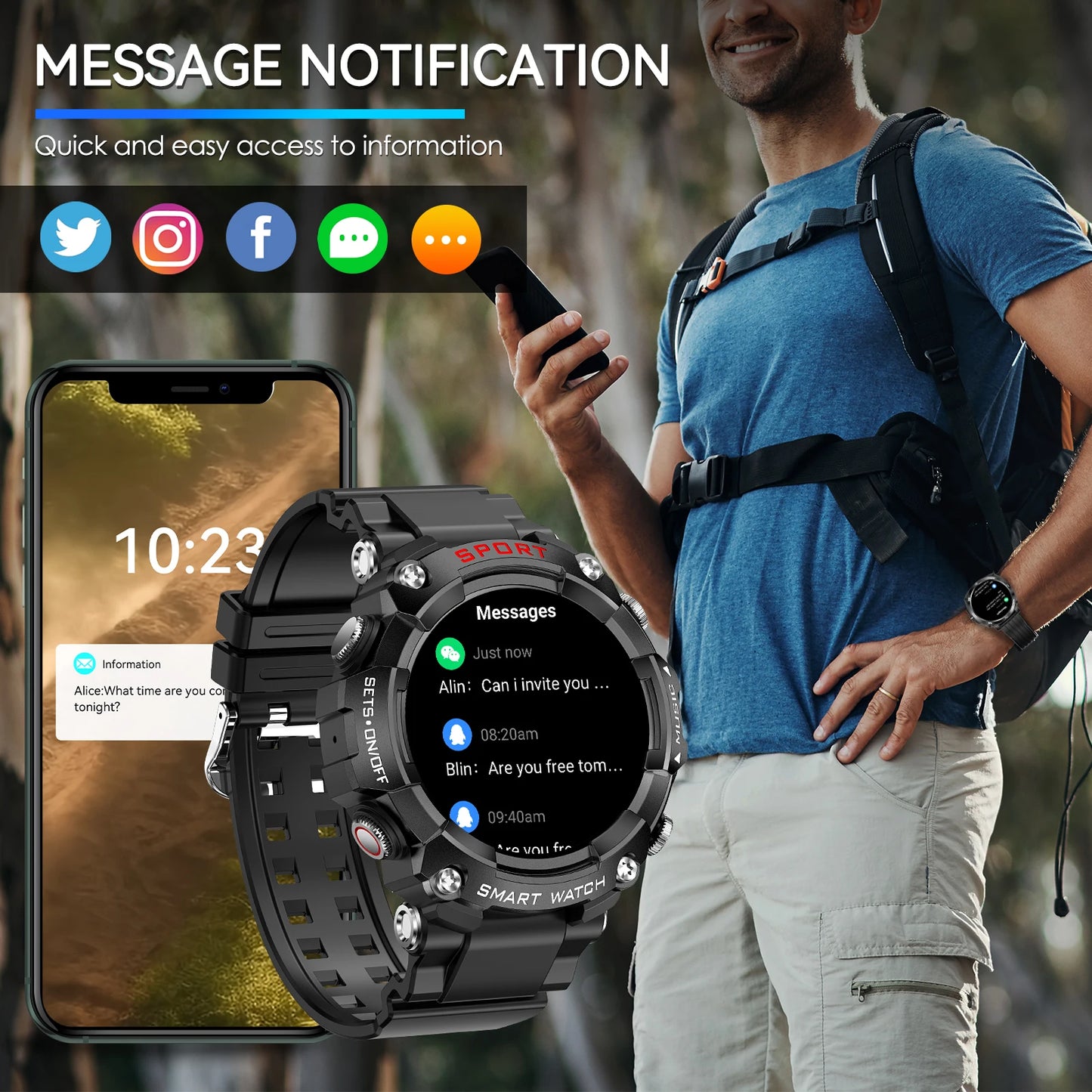 LaNikar Smartwatch AMOLED Display In Ear Bluetooth Headset