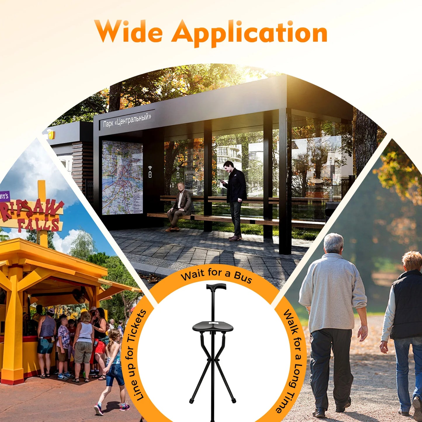 Foldable Cane Chair Portable Folding Stool for Leg Rehabilitation