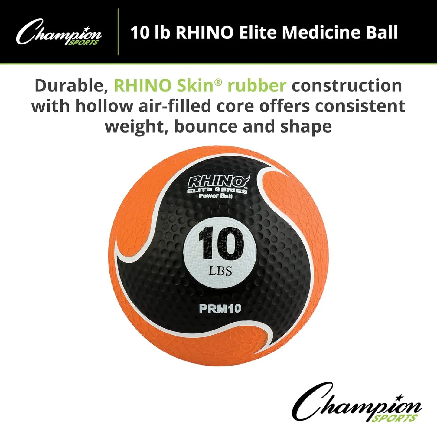 Rhino Elite Medicine Ball Textured Surface Superior Grip
