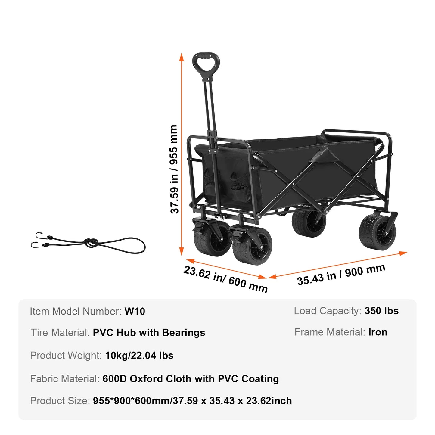 SucceBuy Collapsible Folding Wagon All Terrain Beach Cart