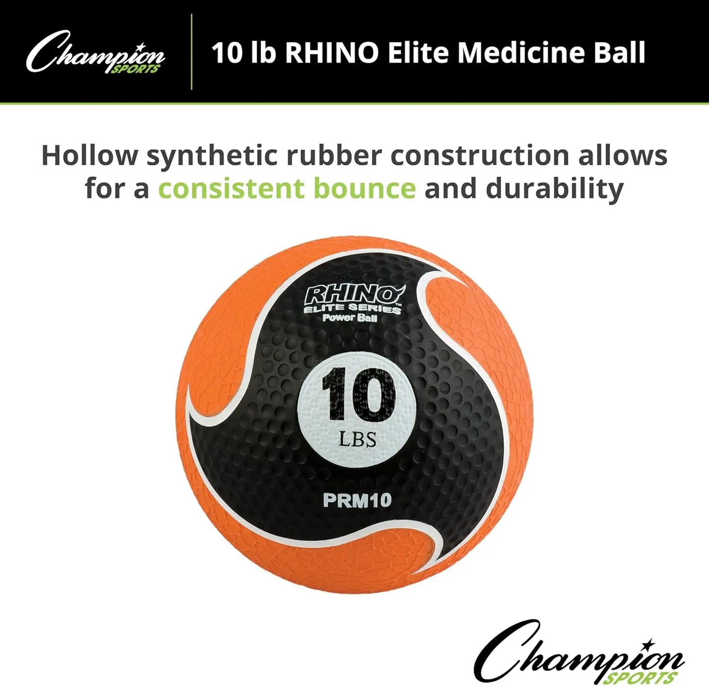 Rhino Elite Medicine Ball Textured Surface Superior Grip
