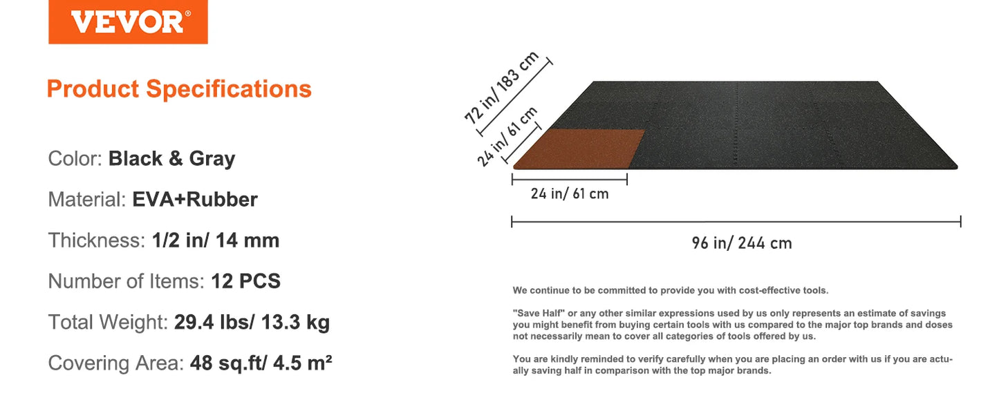 SucceBuy Interlocking Workout Mats EVA Foam Waterproof