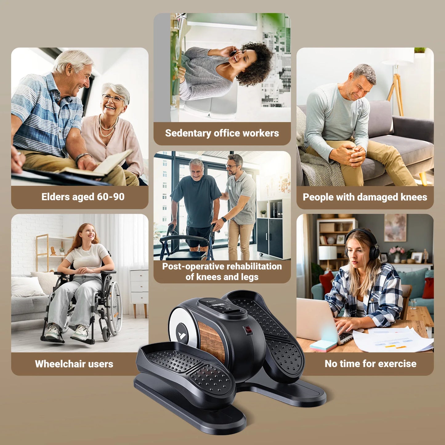 MERACH Under Desk Elliptical Pedal Exerciser With Remote Control