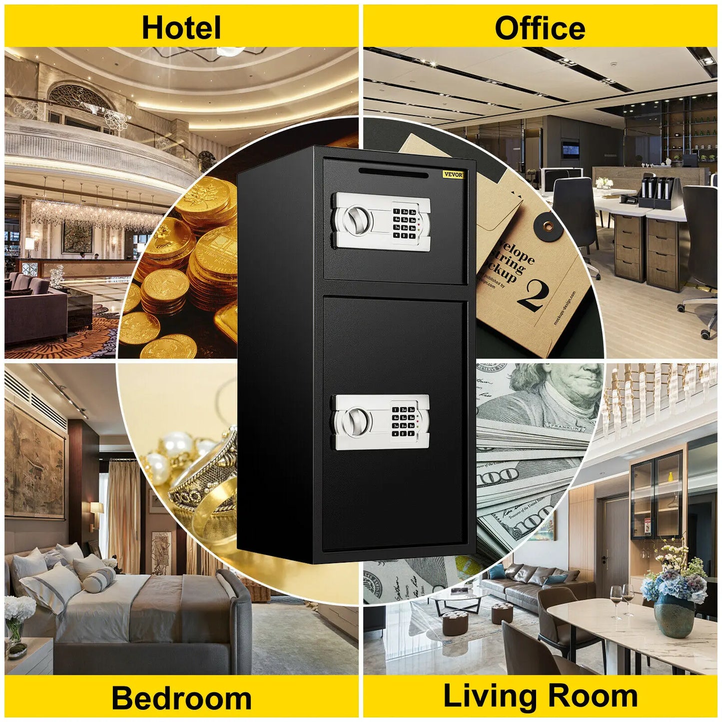 SucceBuy Double Door Safe Deposit Box With Electronic Lock