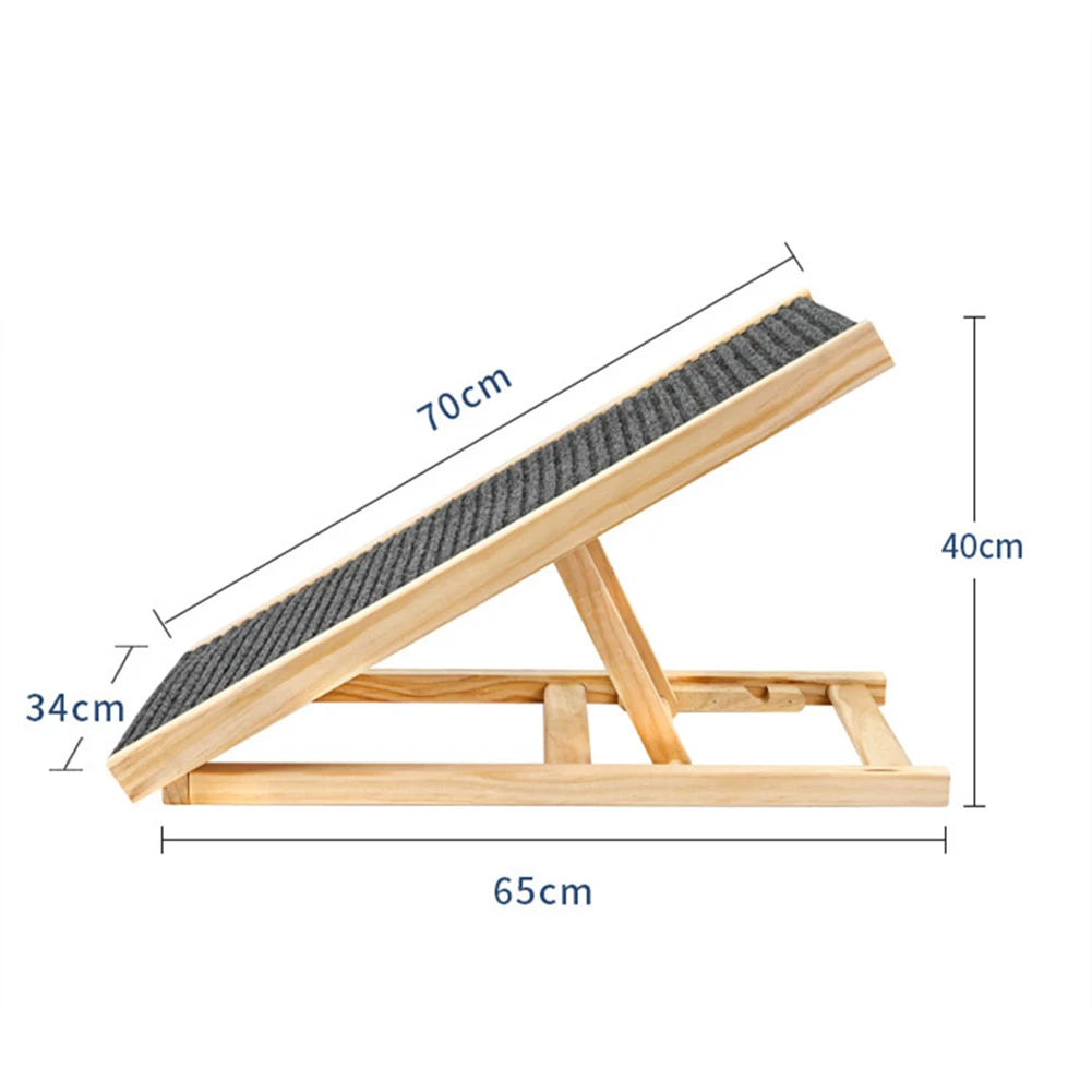 Twister.CK Dog Ramp Ladder Natural Pine Wood Folding Anti Skid 2 Heights