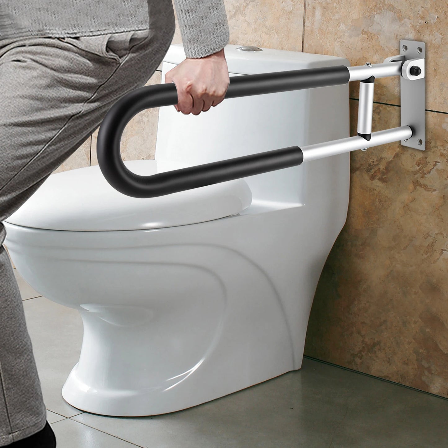 Foldable Wall Mounted Toilet Safety Grab Bar For Handicap Elderly