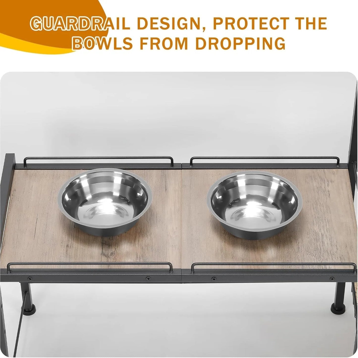 Height Adjustable Dog Bowl Stand With Storage Shelf