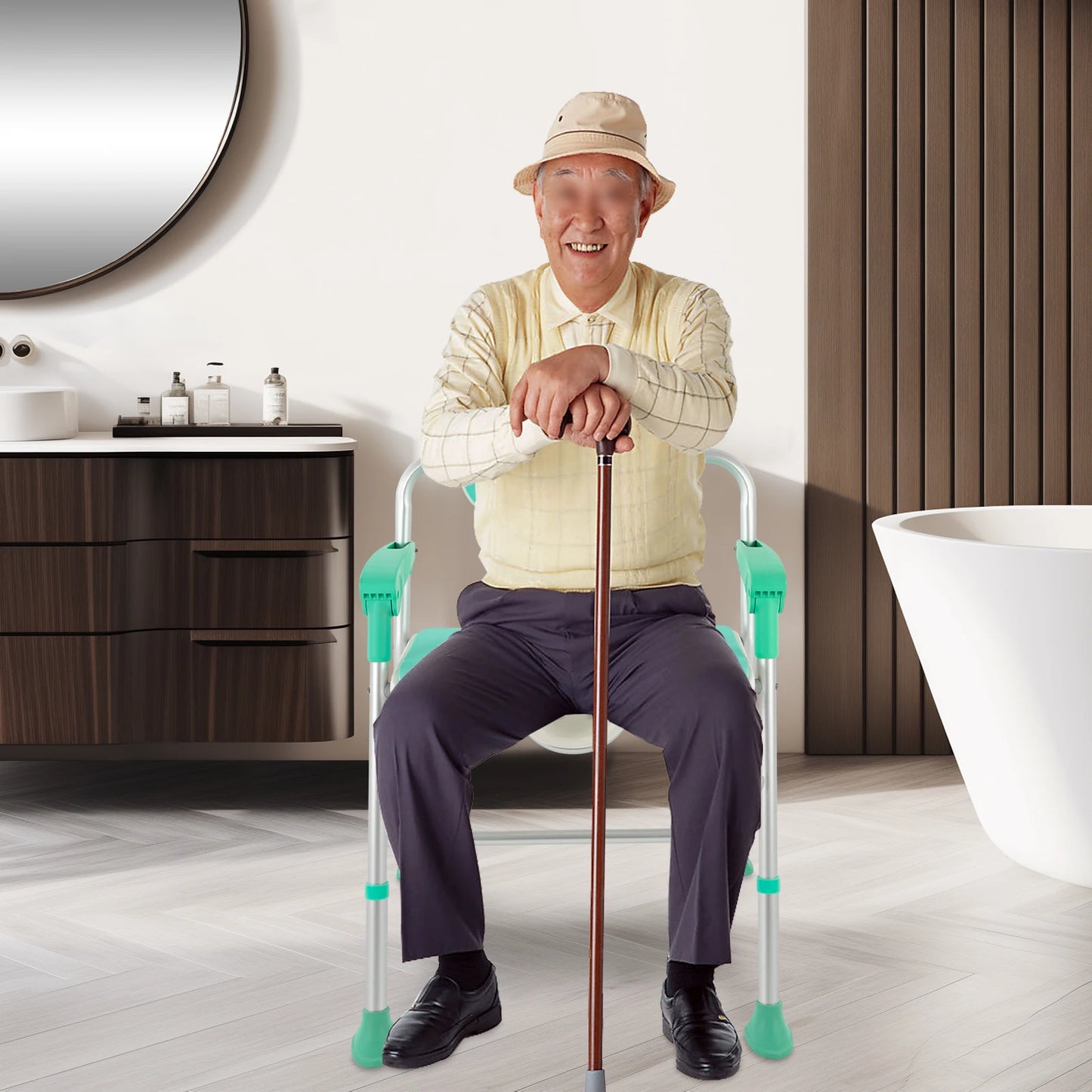 Bymaocar Folding Shower Chair Adjustable Height Bath Safety