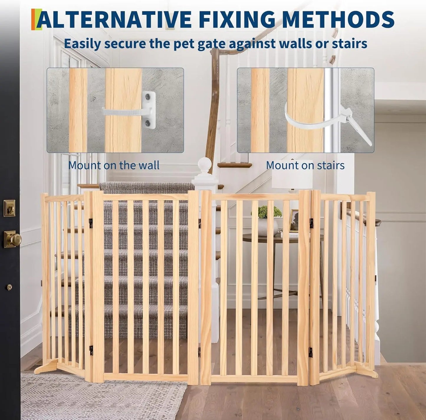 HiMISS Freestanding Dog Gate Foldable Pet Fence With Support Feet