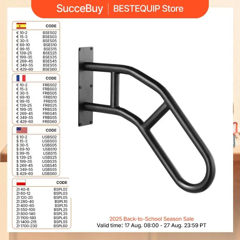 SucceBuy Outdoor Step Handrail U Shaped Wall Mount Railings