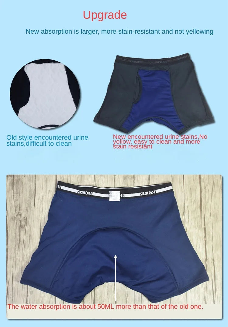 LEEDAMOO Men's Incontinence Underwear Postoperative Cotton Briefs