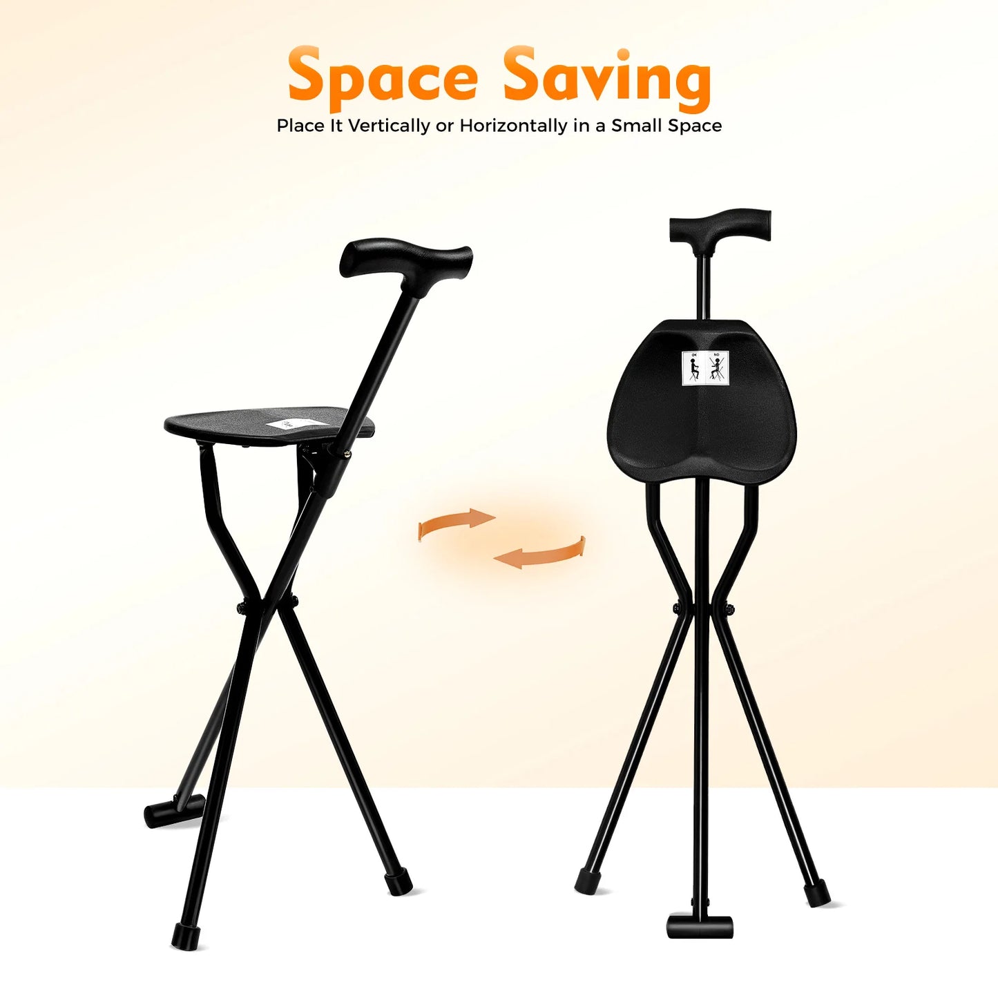 Foldable Cane Chair Folding Stool for Leg Rehabilitation