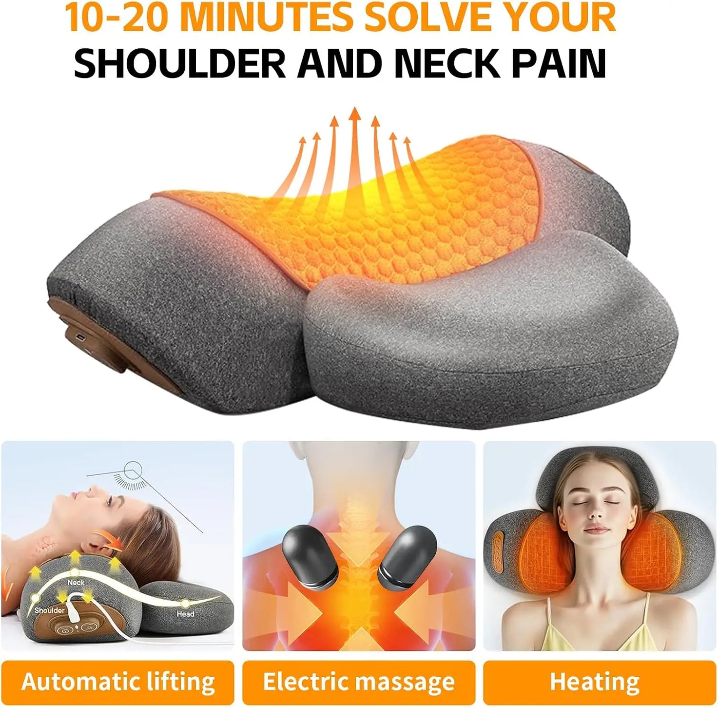 3 In 1 Neck Massager Pillow With Heat Vibration And Airbag Traction