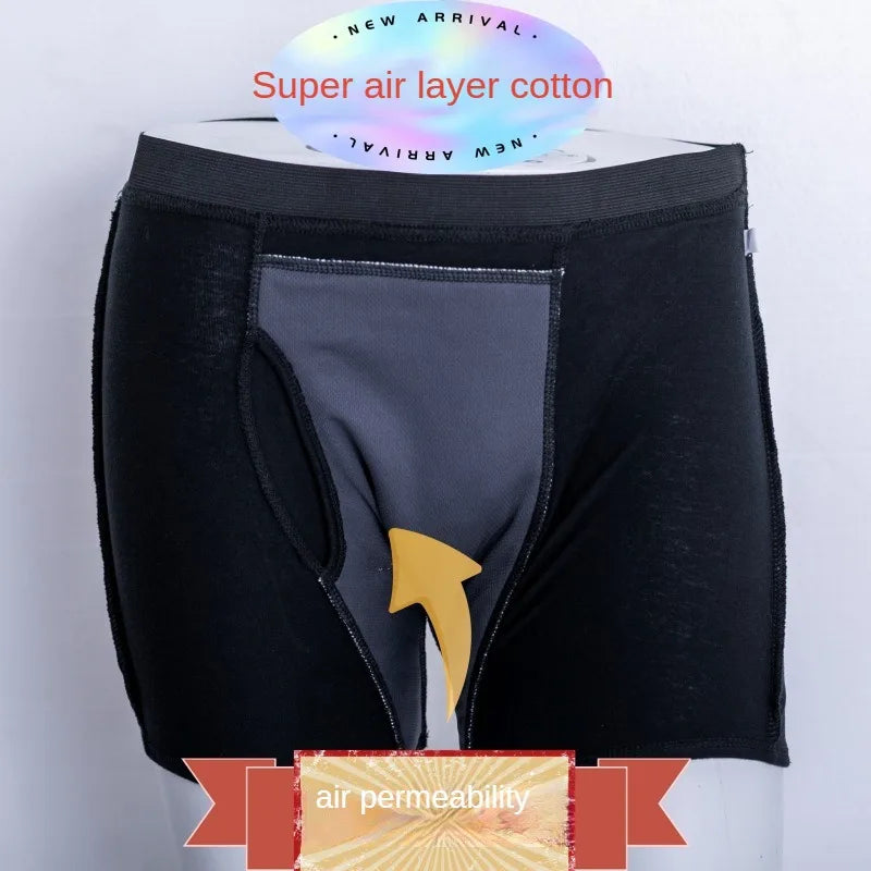 LEEDAMOO Men's Incontinence Underwear Postoperative Cotton Briefs