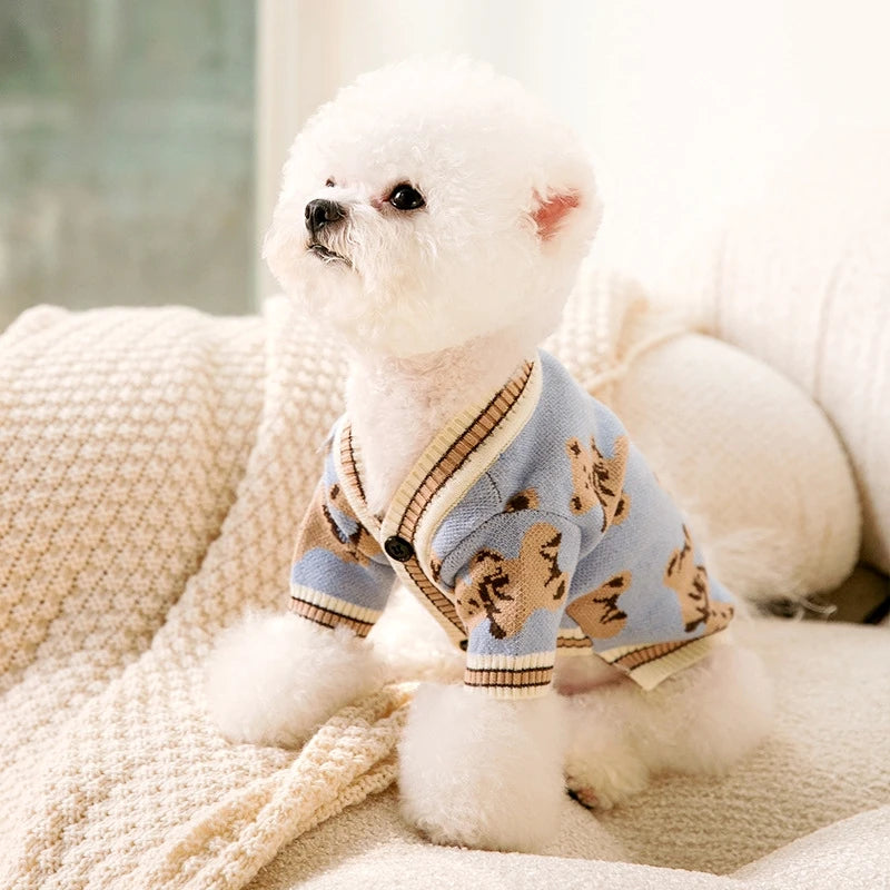 DoggyZStyle Striped Cardigan Sweater For Dogs Chihuahua Bichon Frise