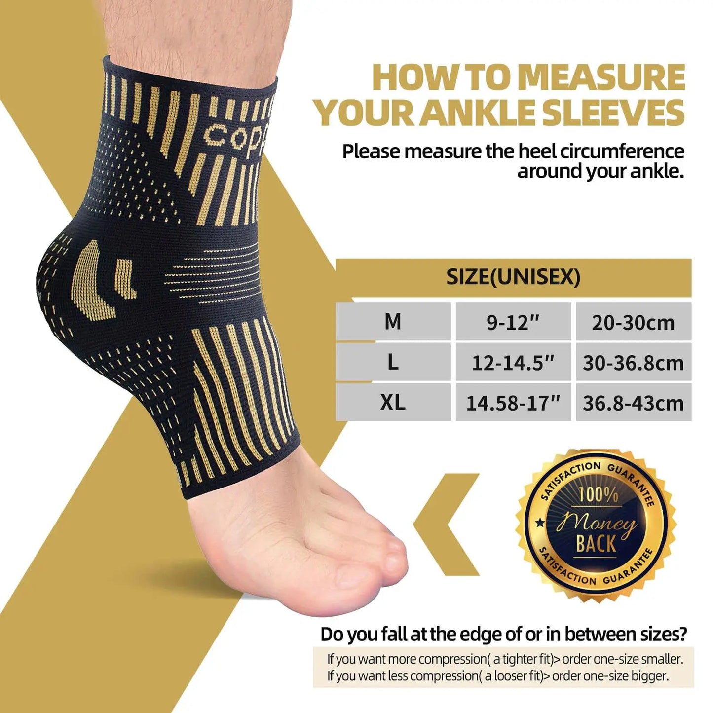 Hignconcerned Copper Ankle Support Compression Sleeve