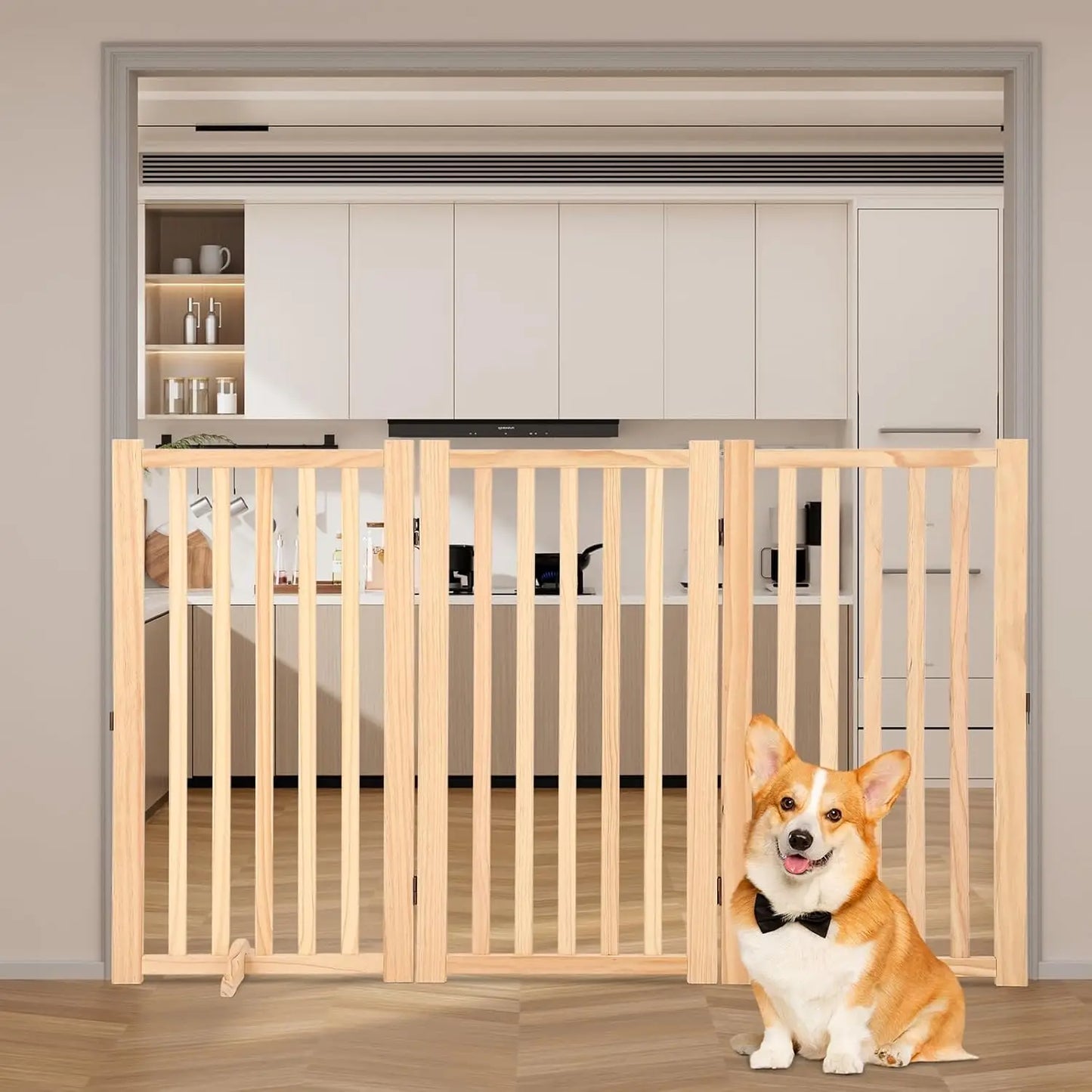 HiMISS Freestanding Dog Gate Foldable Pet Fence With Support Feet