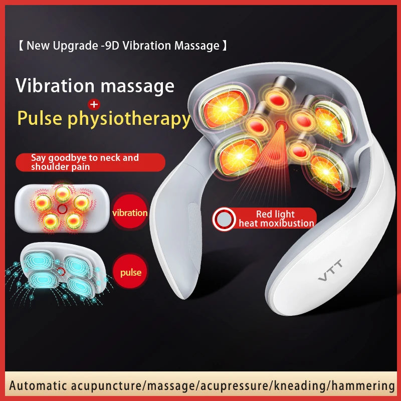 Electric Pulse Neck Massager With Heating Portable Wireless Massage