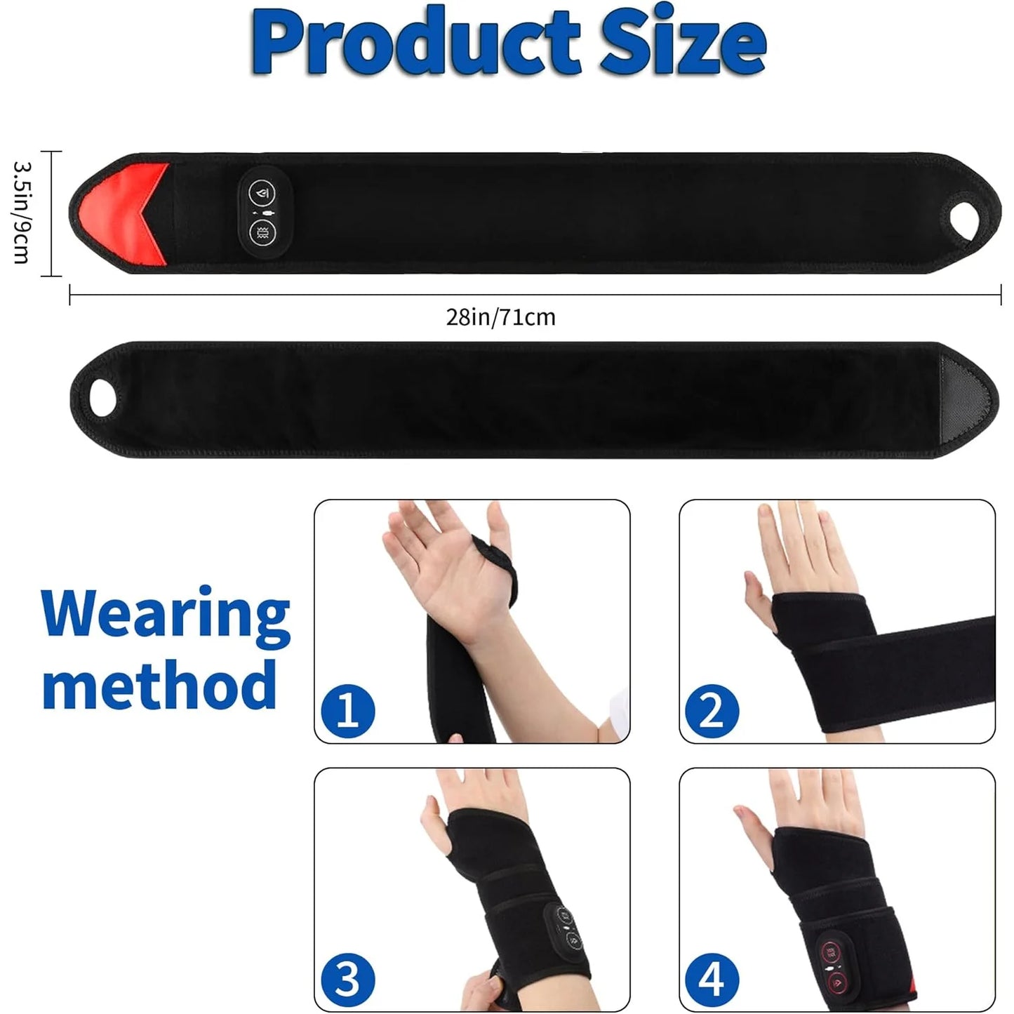 Wireless Heating Wrist Belt With Vibration And Massage Pain Relief