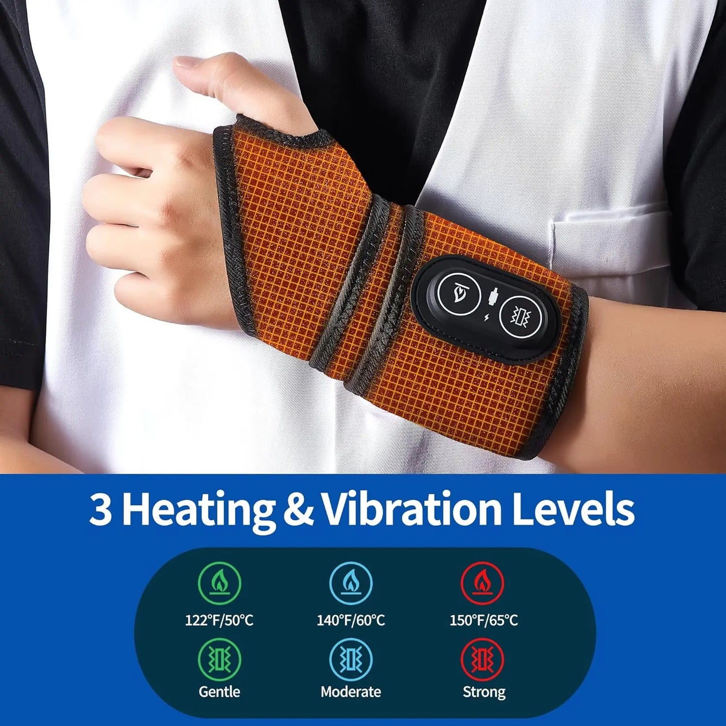 Wireless Heating Wrist Belt With Vibration And Massage Pain Relief