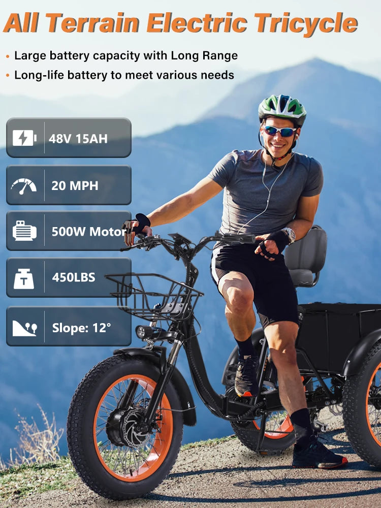 BROOBEY Electric Tricycle for Adults Folding Ebike Foldable