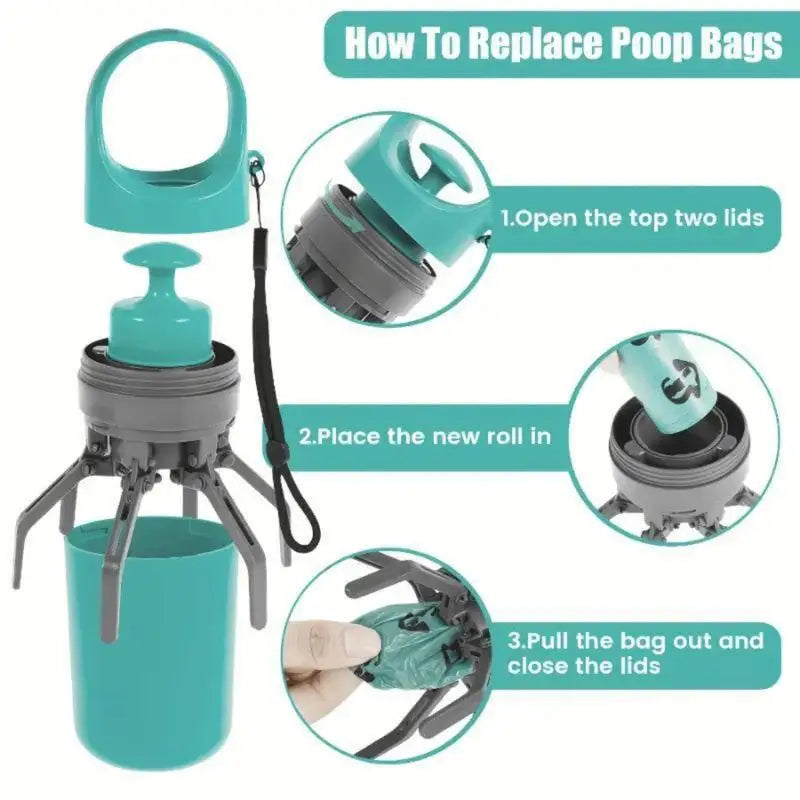 Portable Pet Poop Scooper With Integrated Bag Dispenser
