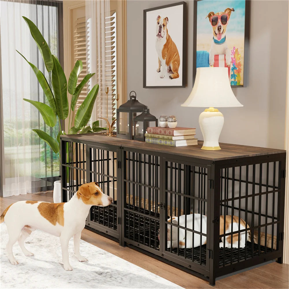 BORWARTH Wooden Dog Crate End Table Kennel Removable Tray