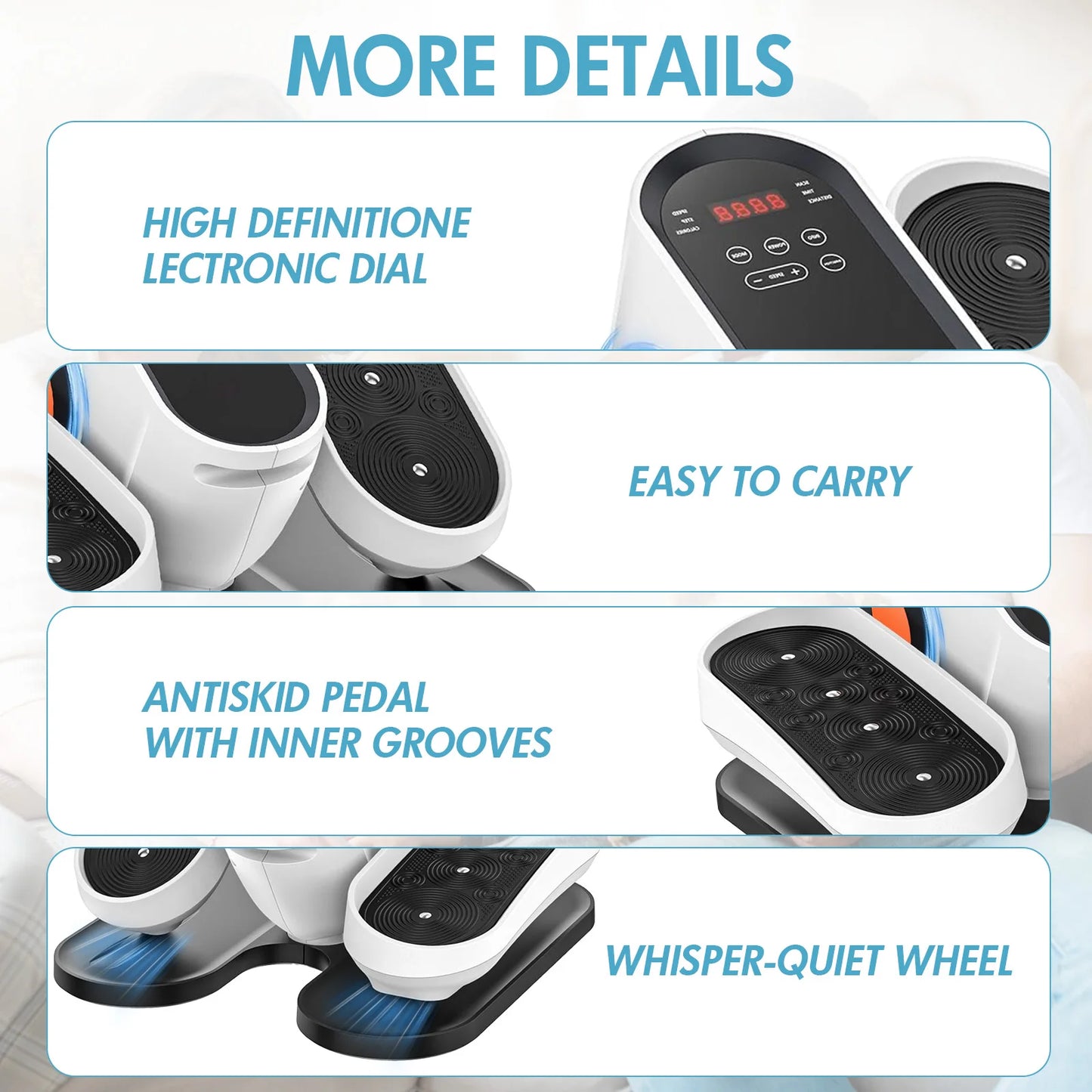 Gamewiu Portable Under Desk Elliptical Pedal Exerciser With 15 Speeds