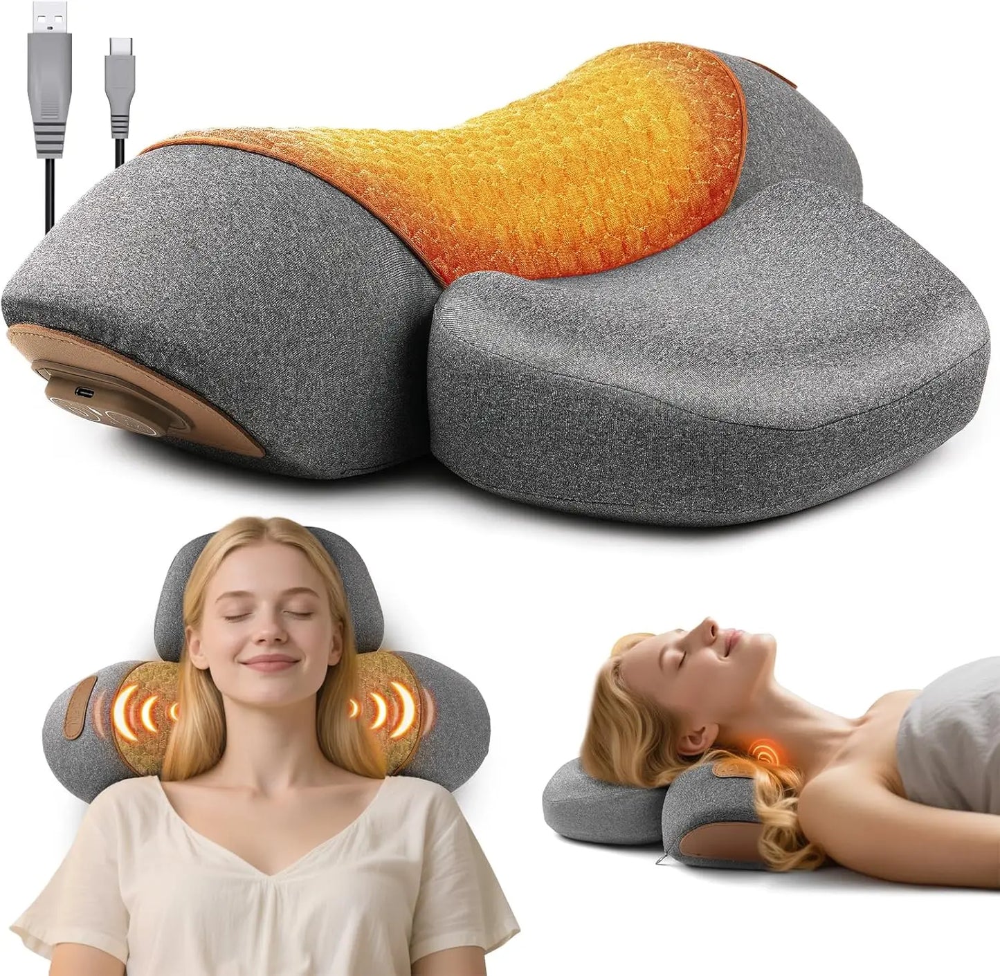 3 In 1 Neck Massager Pillow With Heat Vibration And Airbag Traction